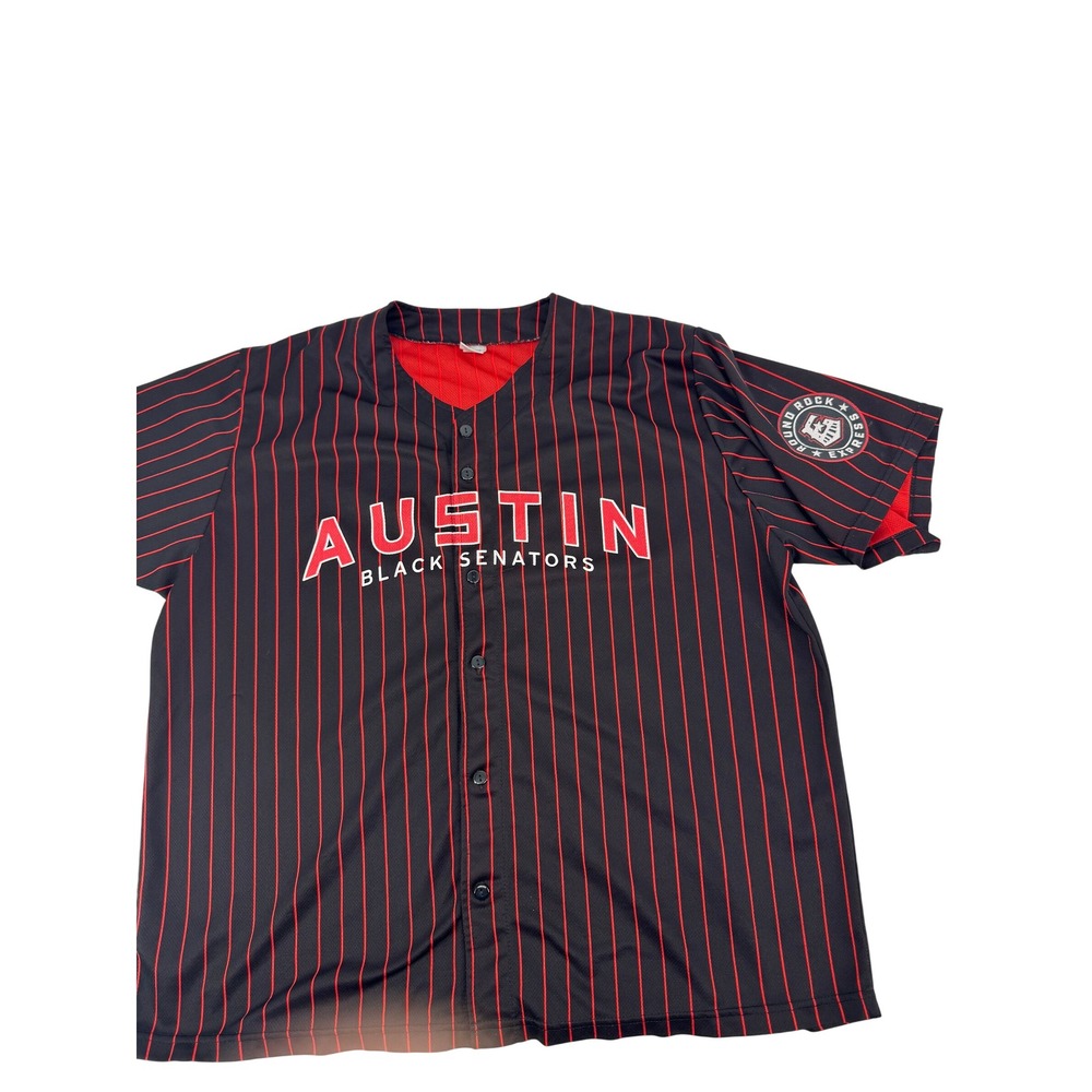 Austin Black Senators Jersey Mens XL Black Red Pinstripe #42